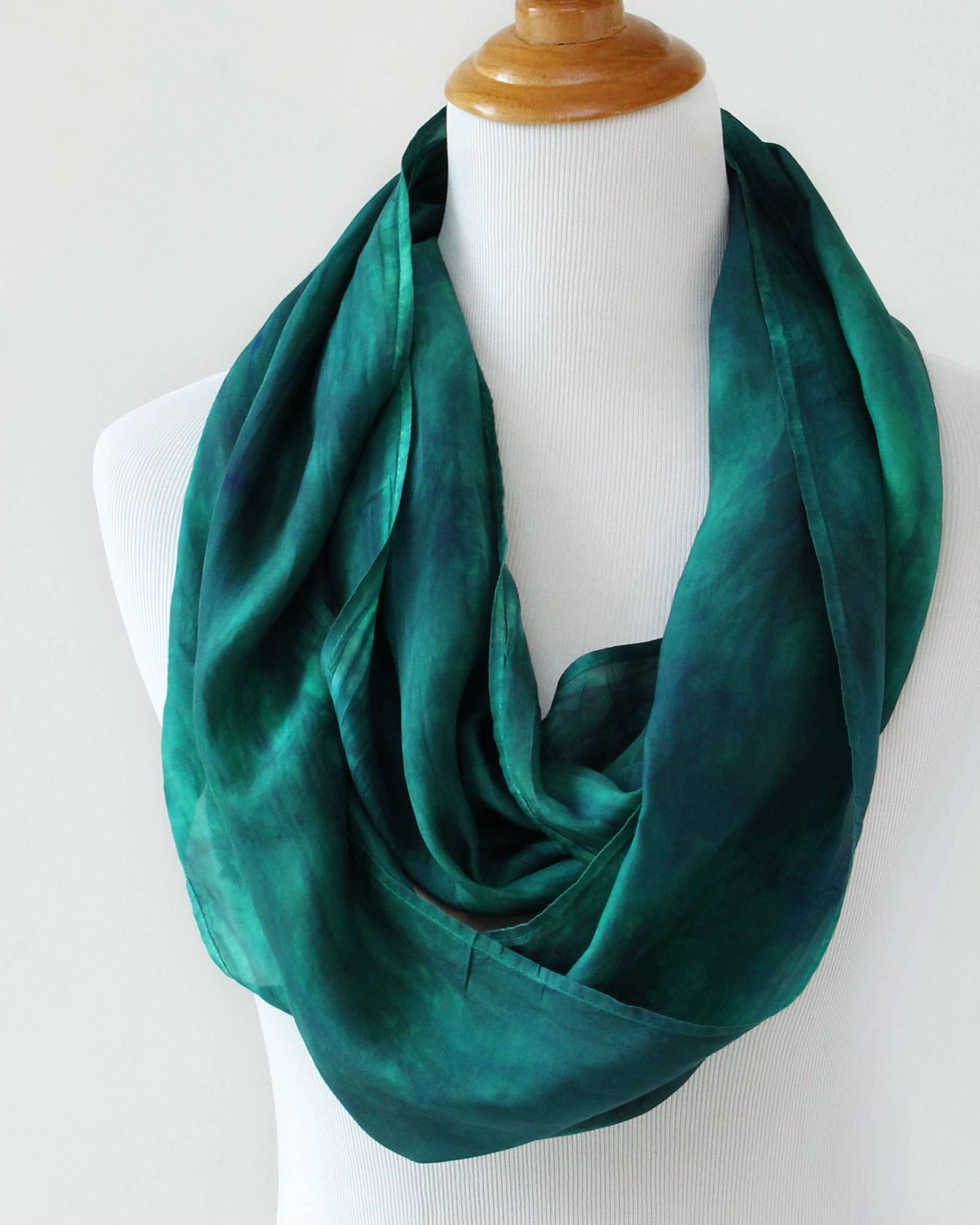 Ten Thousand Dandelions - Wholesale Scarf - Women's - 11" x 76" Silk Infinity Scarf - Evergreen1