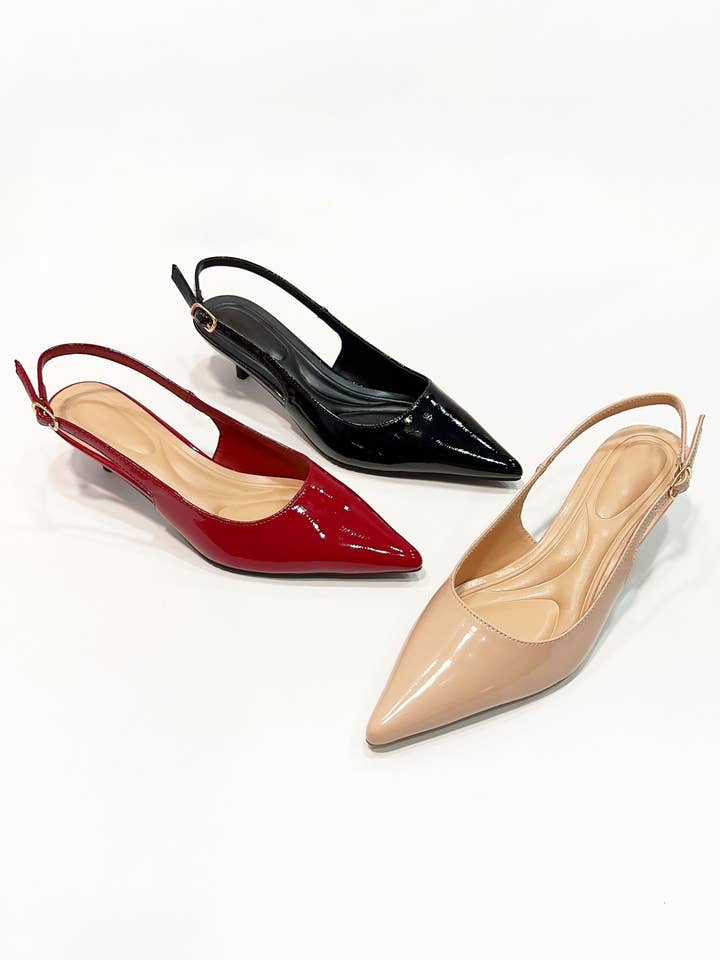 STILE-18 POINTED-TOE SLING BACK STYLE KITTEN HEEL for wholesale by CCOCCI