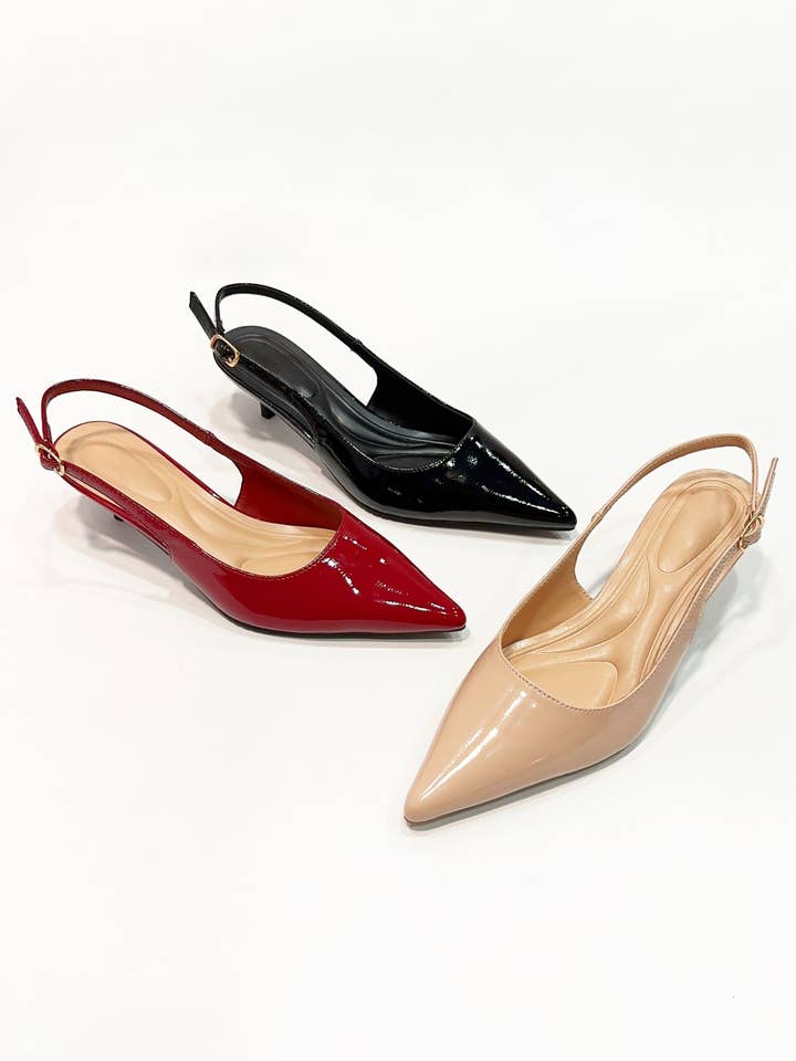 CCOCCI slingback-stiletter med spids tå og lav kitten-hæl for engroshandel hos CCOCCI