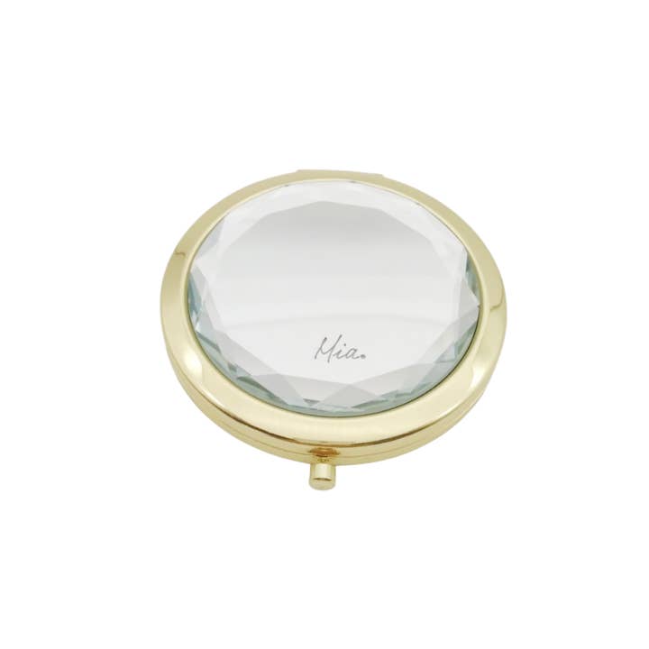 Mia – wholesale Compact mirror – Mia Jeweled Compact Mirrors - Mulit Colors w/Gold Metal
