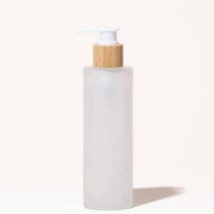 makesy - Wholesale Body Cream/Lotion - 6.7 oz / 200 ml frosted glass & bamboo lotion bottle