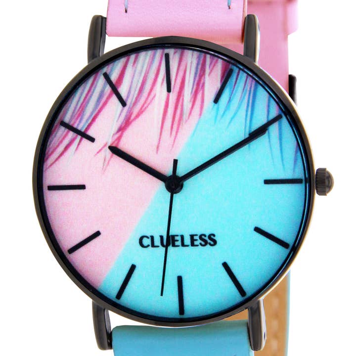 Clueless - Wholesale Wrist watch – Women's - CLUELESS WOMEN'S WATCH -LEATHER Black/Two-Tone Blue Pale Pink