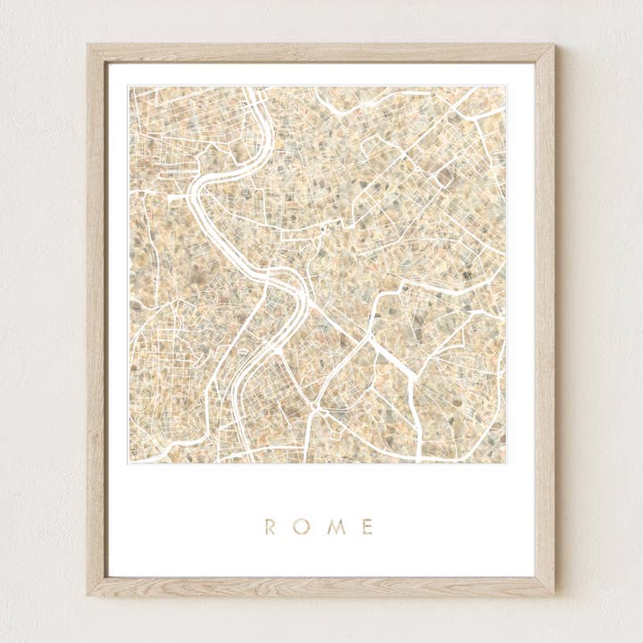 Carte peinte de Rome, Italie, IMPRESSION D'ART pour la vente par Turn-of-the-Centuries