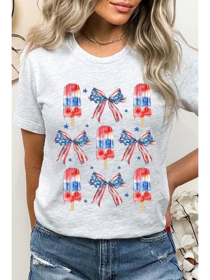 Pink Irene Wholesale - Wholesale T-shirt (graphic) – women's - 4th of July America Popsicle Graphic T Shirts18