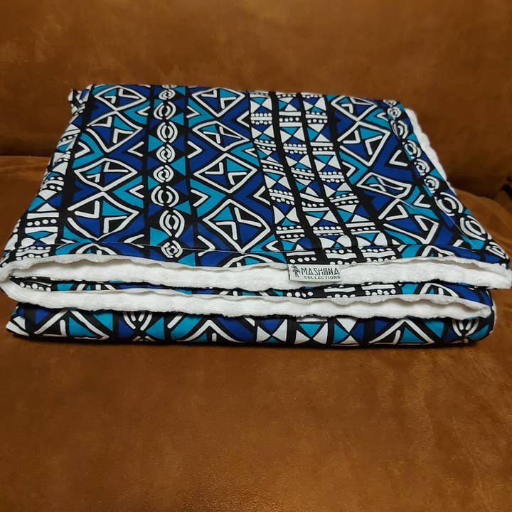Mashona Collections - Vente Plaids - Plaid imprimé africain | Plaid imprimé en bogolan | 100x150cm