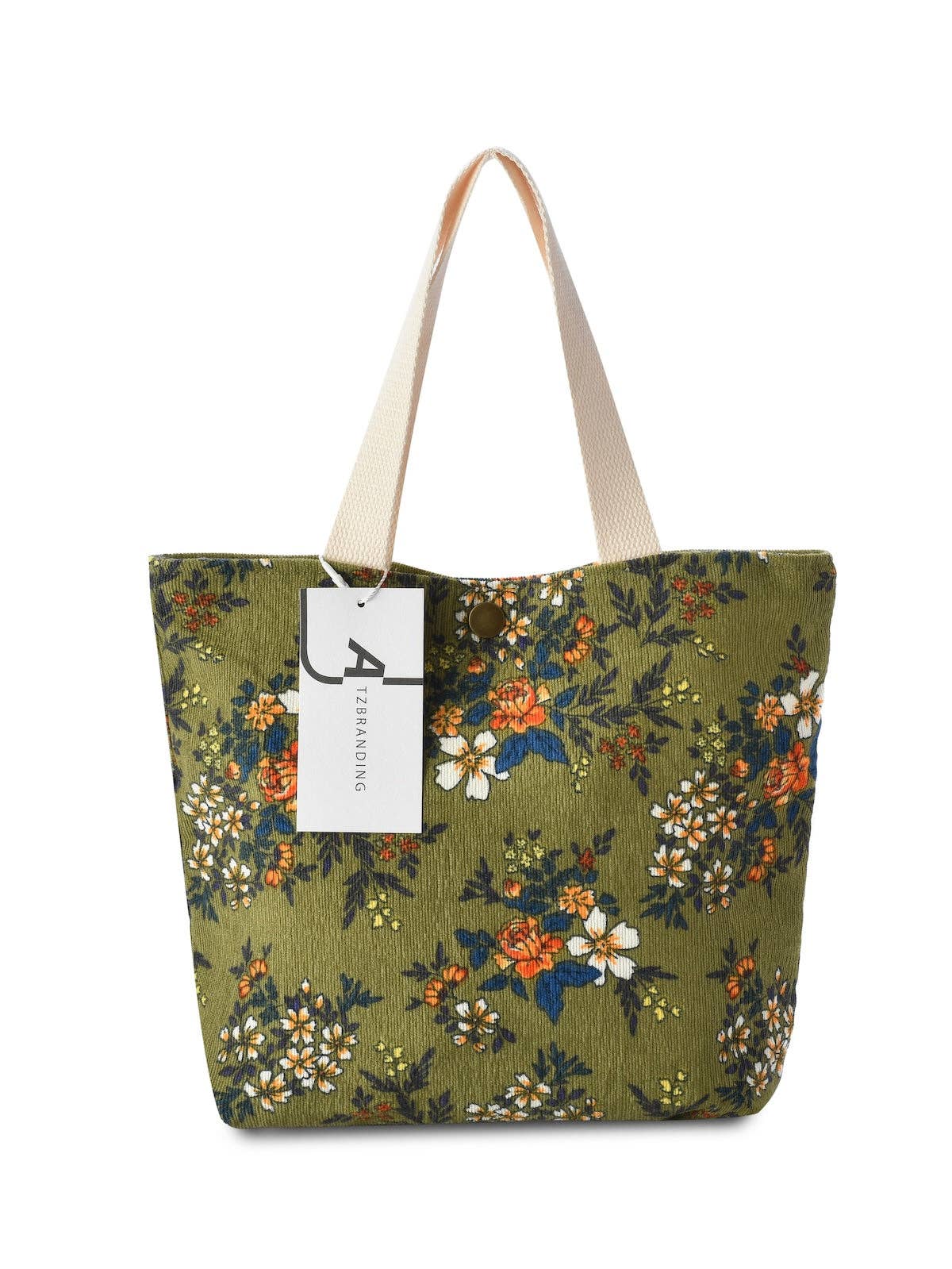 Funkyrel® Atzbranding Limited - Wholesale Tote Bag - Women's - Cosbai - Vintage Artistic Floral Corduroy Tote3