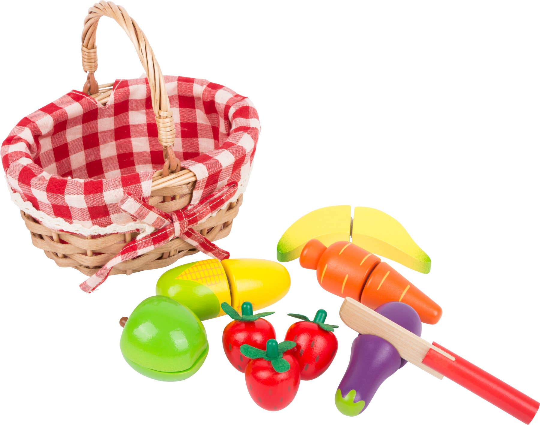 small foot - Wholesale Wood Toy - Kids - Shopping Basket with Cuttable Fruits1