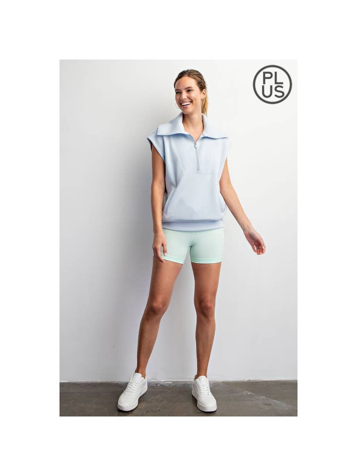 Rae Mode - Wholesale Athletic Top - Women's - PLUS SIZE MODAL SCUBA SHORT SLEEVE QUARTER ZIP TOP28