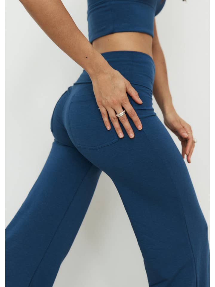 Pinky & Kamal - Wholesale Pants - Women's - Full Length Yin Flare - Indigo - Organic Cotton/Bamboo