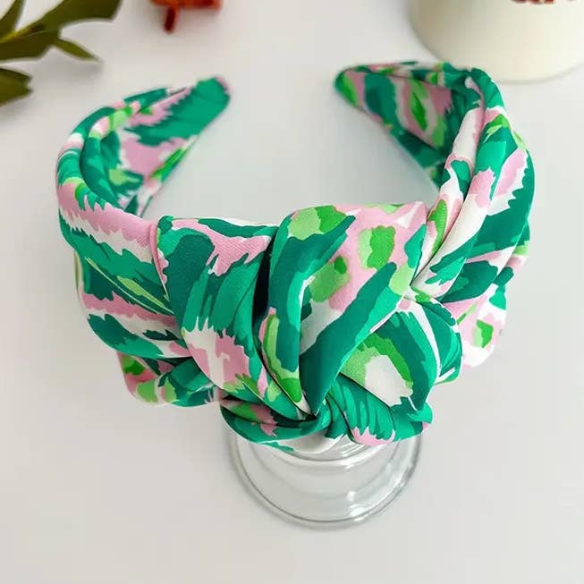 Green Spring Floral Knotted Headband for wholesale by Kate Tuesday Jewelry