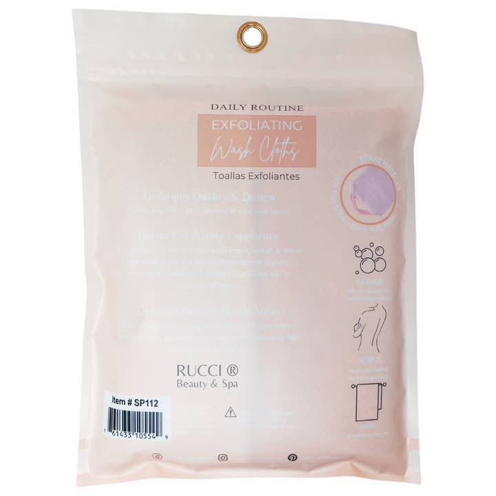 Rucci Professional - Wholesale Wash Cloth - SP112 Long Exfoliating Wash Cloth Set – 2 Pack Back Scrubber3