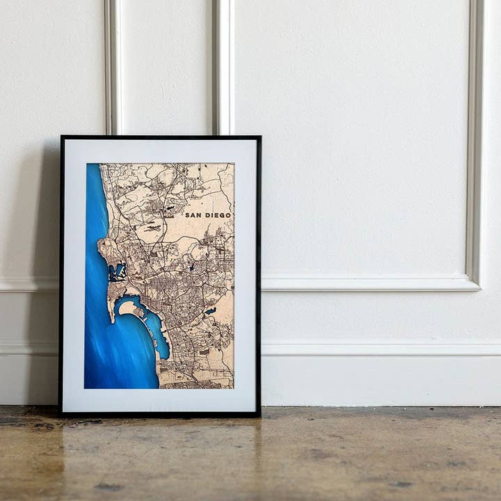 Plan de ville personnalisé gravé au laser. pour la vente par Kustwood