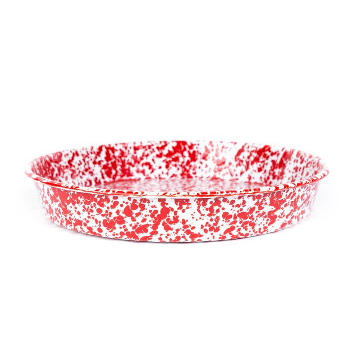 Crow Canyon Home - Wholesale Serving Tray - Splatter Enamelware Cocktail Tray/Deep Dish Pizza Pan