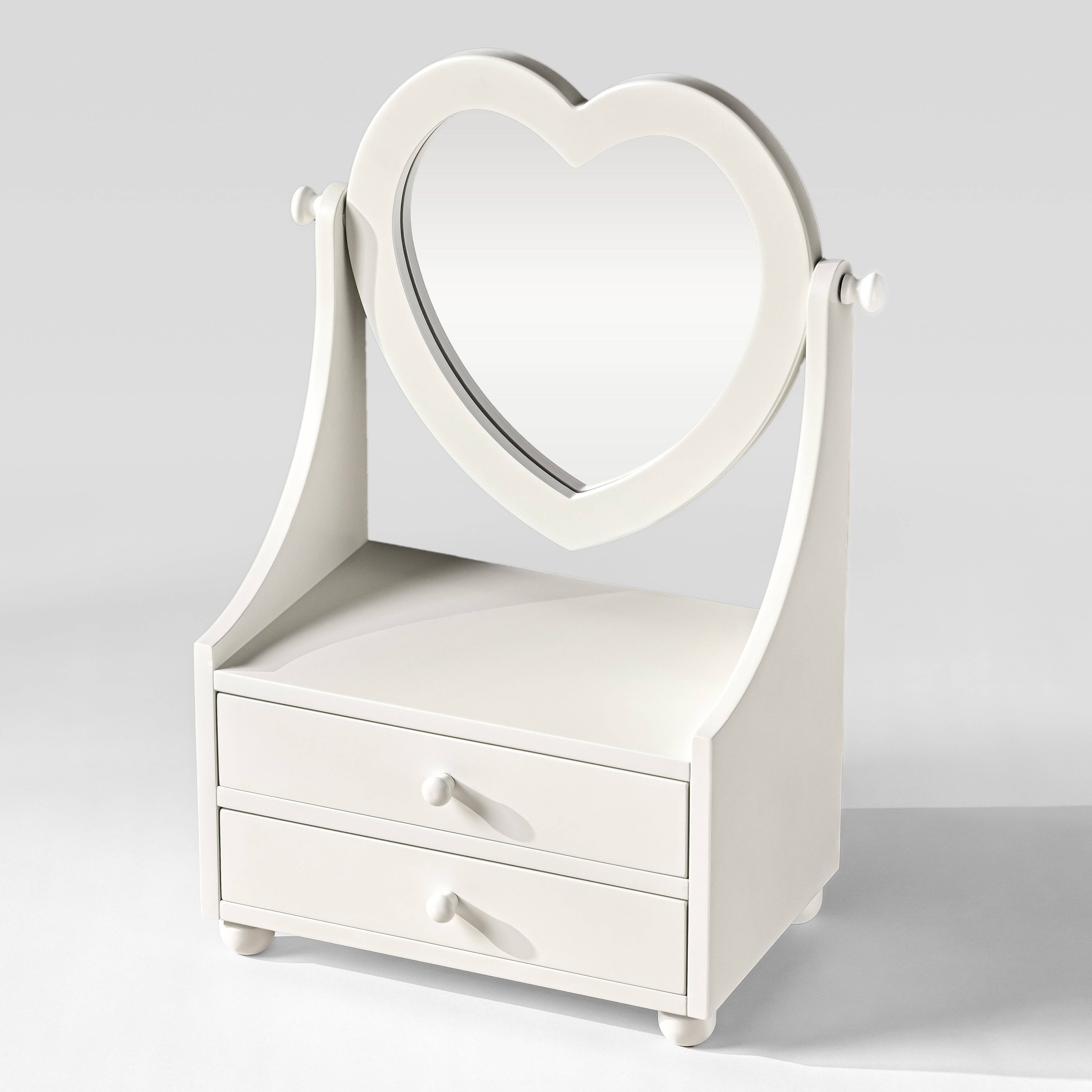 Arlo Belle LLC - Wholesale Jewelry Box/Organizer - Heart Mirror Jewelry Organizer with Drawers2