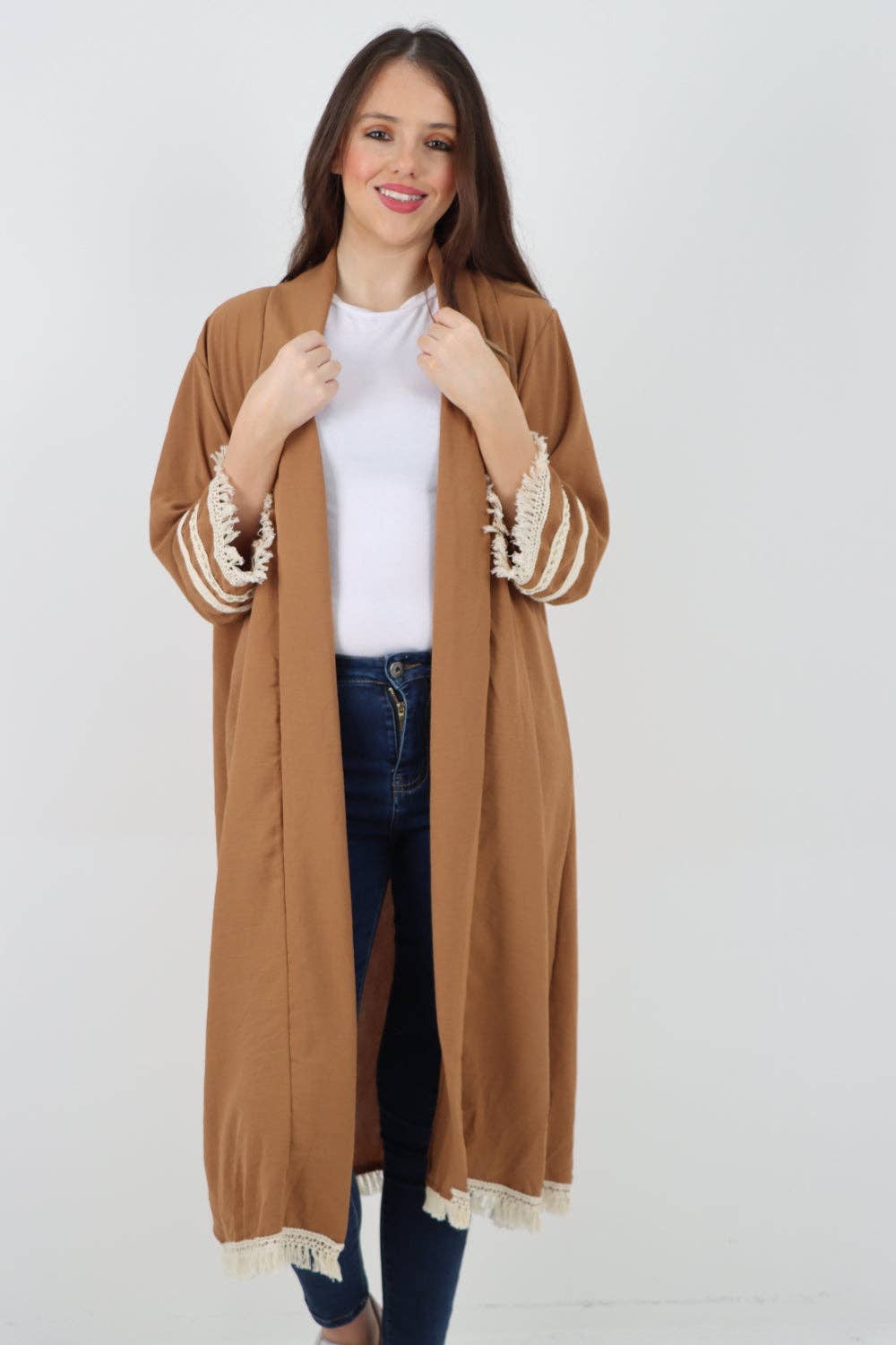 Miss Bold - Vente Cardigan – femme - Cardigan long à manches longues avec franges, ouverture devant, Made in Italy9