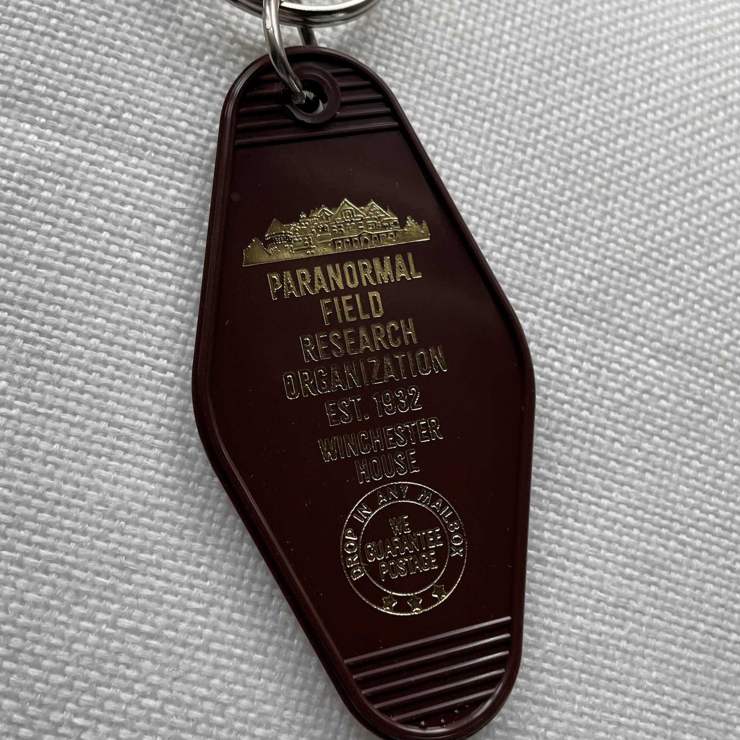 The 3 Sisters Design Co. – wholesale Keychain – Unisex – Motel Key Fob - Paranormal Research Org.- Winchester House0