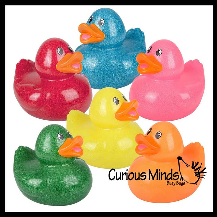 Curious Minds Toys - Wholesale Badspeelgoed - Baby - 1 Jumbo Glitter Rubbereendjes - Rubbereendjes - Leuke noviteit2
