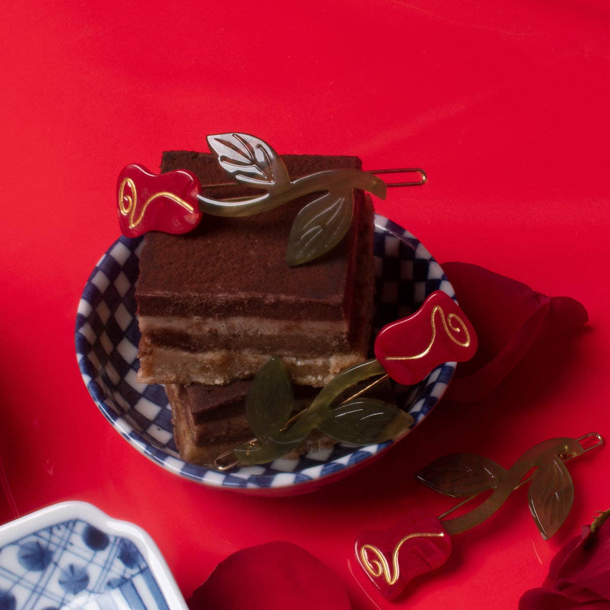 WINONA IRENE - Vente Barrette – femme - Ensemble de barrettes à cheveux en acétate Red Rose4