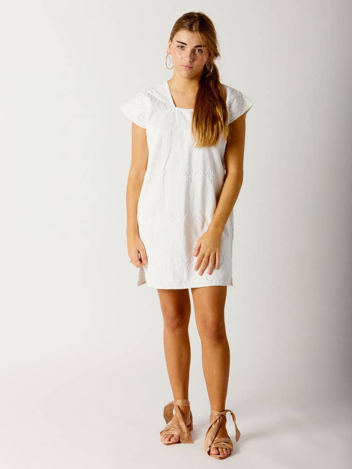 Short Single Panel Huipil with Belt and Pockets for wholesale by El Shoppo