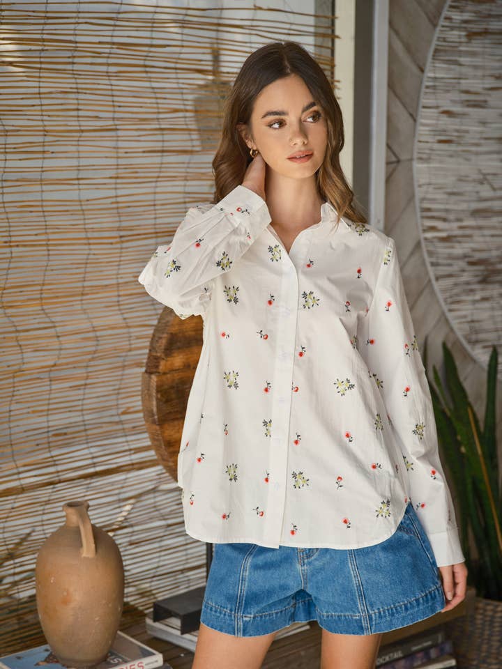 AJT5978 COLOR EMBRODIERED SHIRTS for wholesale by Aaron & Amber