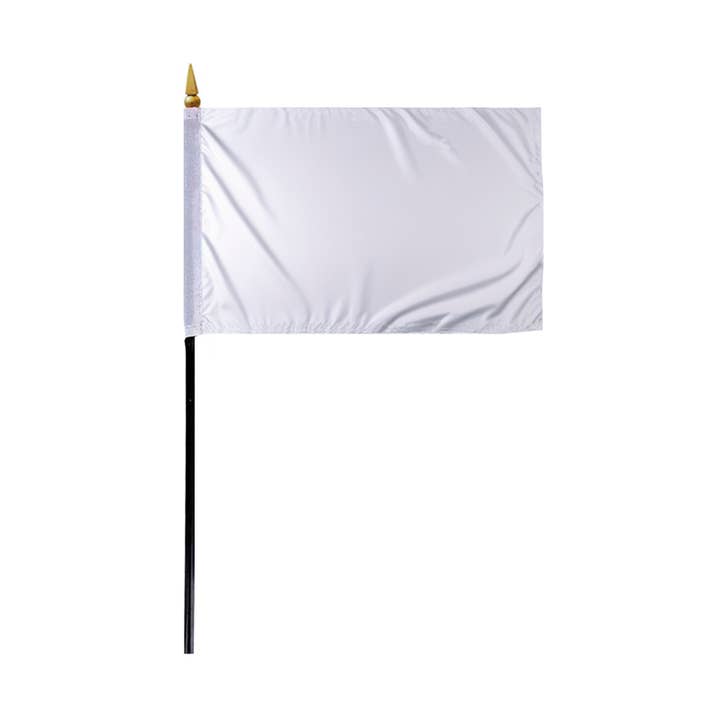 AGAS White One Lap Racing Stick Flag 4x6 inch - 11" Pole for wholesale by AGAS MFG INC