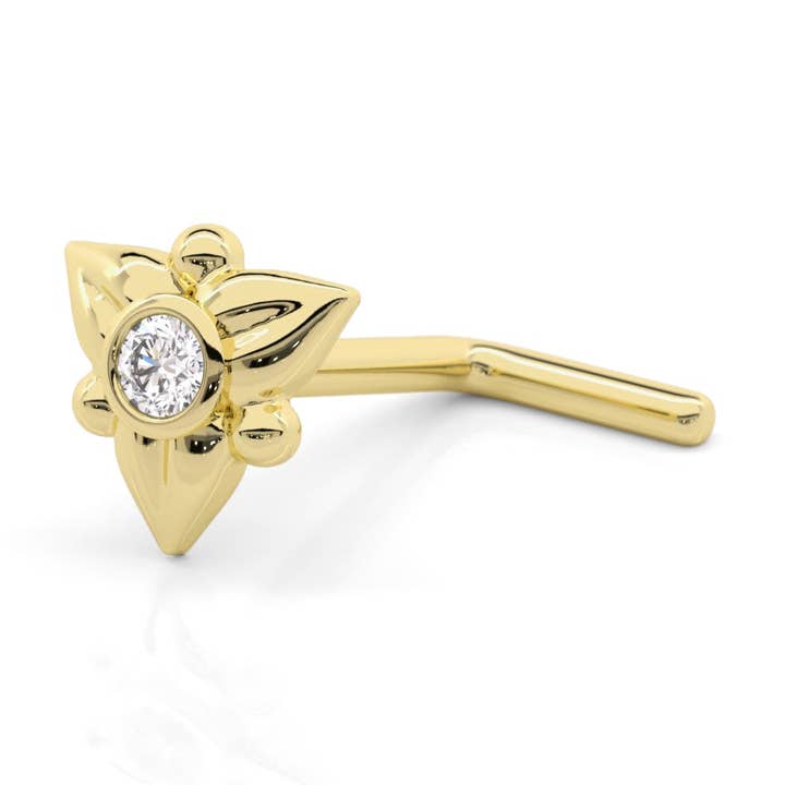 14K Gold Diamond Floral Nose Stud for wholesale by Umanative Design