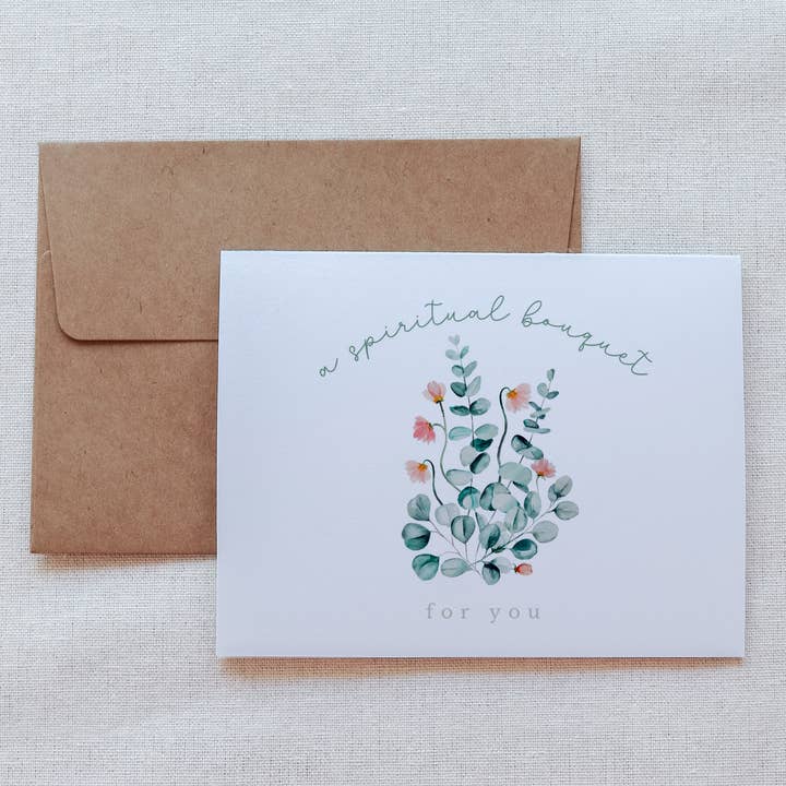 Åndelige buket lykønskningskort - kunstværk indeni for engroshandel hos Darling Rosary