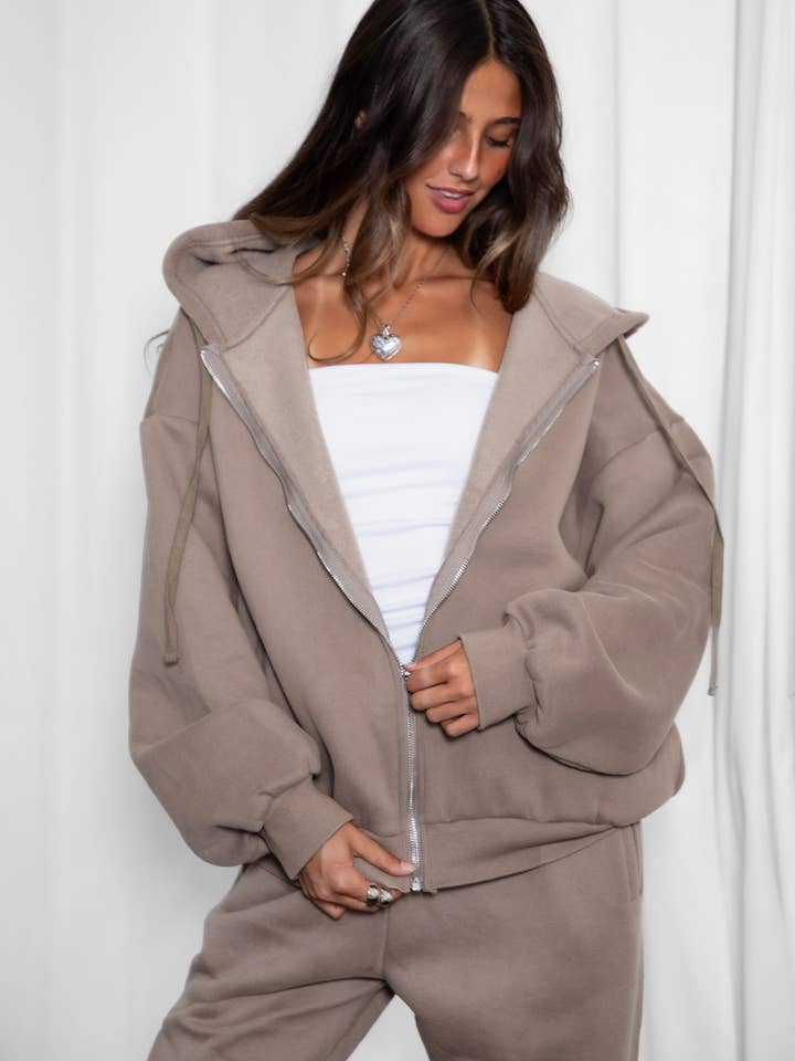 TICTOC - Wholesale Hoodie – Women's - UNIVERSITY Plush Fleece Loose Fit Zip Up Hoodie With Pockets42