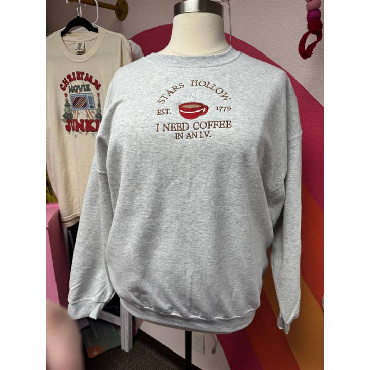I Need Coffee Stars Hollow Crewneck for wholesale by Bag It Up Boutique