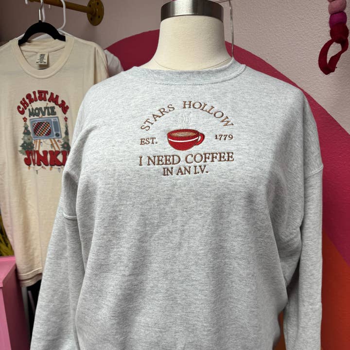 I Need Coffee Stars Hollow Crewneck for wholesale by Bag It Up Boutique