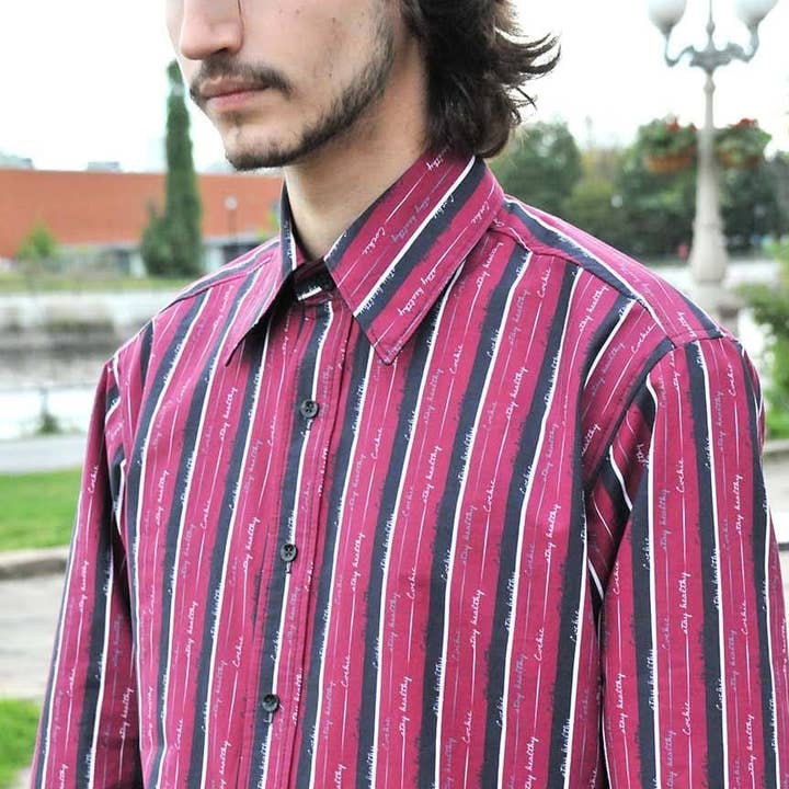 Blazon Red Striped Dress Men's Shirt - 100% Italian Antibacterial Cotton for wholesale by COCHIC