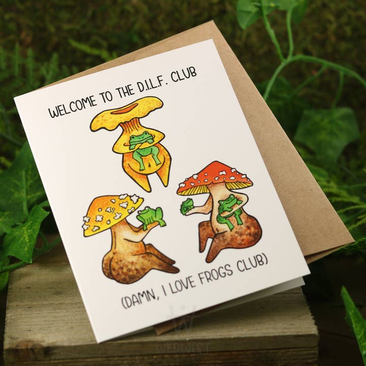 Funguise Friends by WkdWest - Wholesale Everyday Greeting Card - "D.I.L.F club" - Funguise™ Greeting Card w/ sticker2
