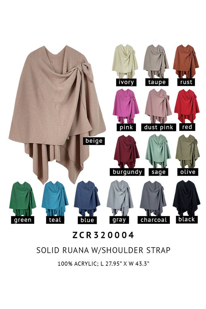 Hana - Venta al por mayor Poncho - Mujer - Ruana sólida con correa para el hombro78