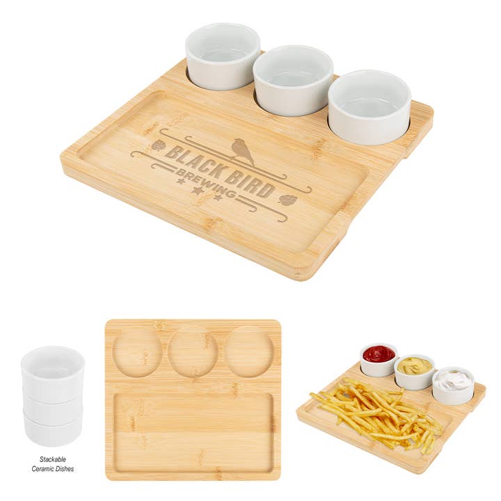Eco-Friendly Tray Set with Stoneware Dishes for wholesale by Market Street Promotions