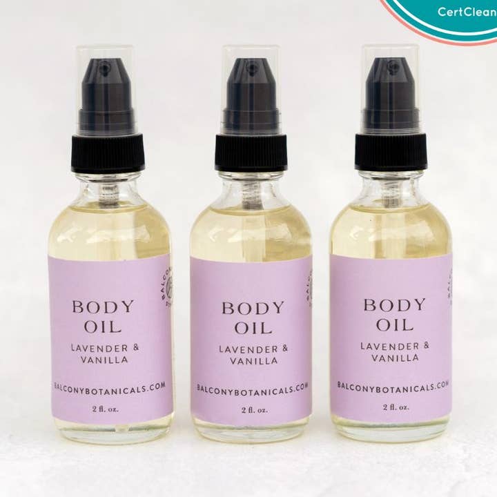 Lavender Vanilla Body Oil – Holiday Self-Care Gift for wholesale by Balcony Botanicals