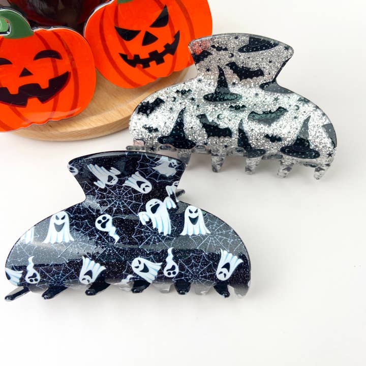 3.4 inch Halloween pumpkin hair clip for wholesale by mildstyles