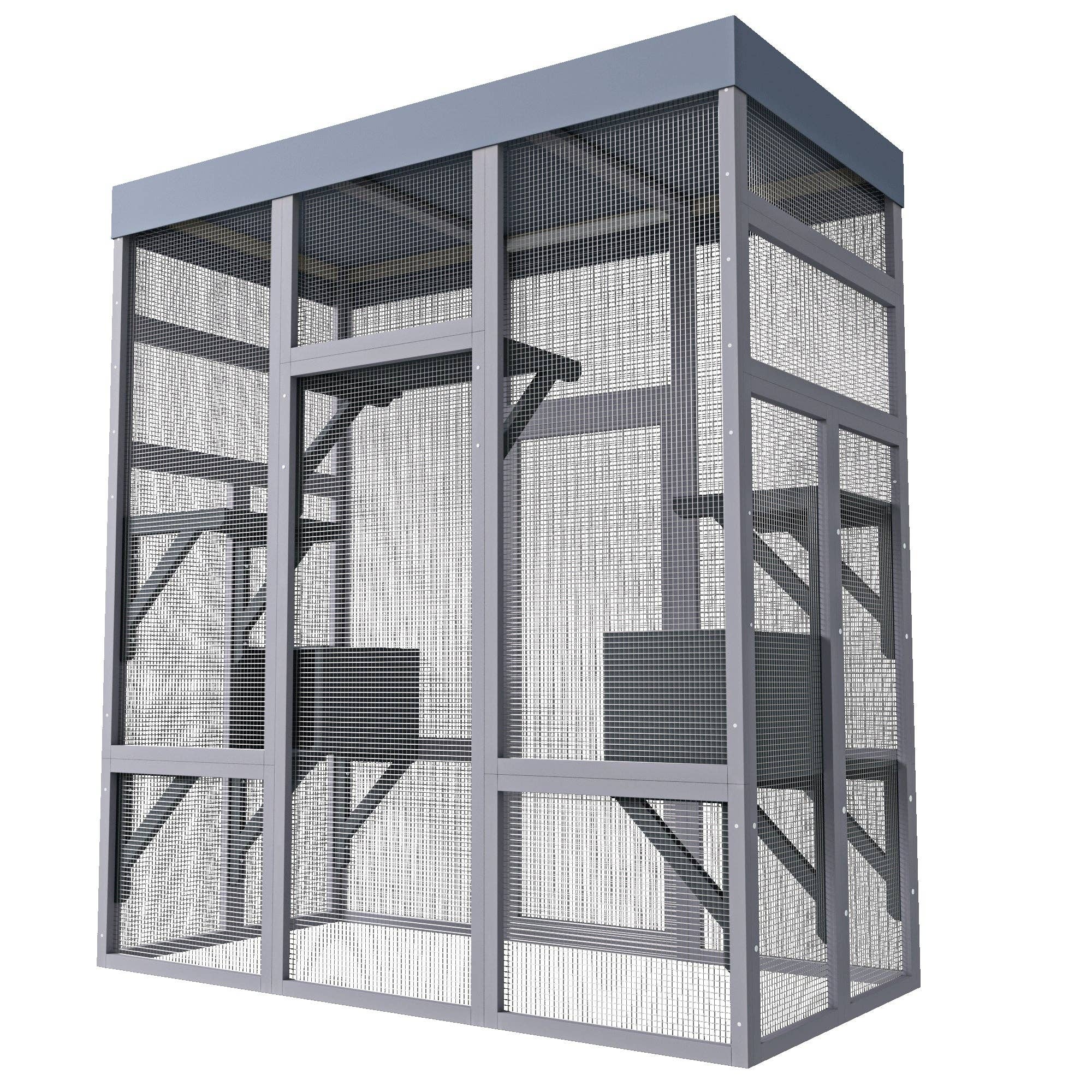 39F Inc. - Wholesale Pet Carrier - Cat - 62.6in Outdoor Wooden Catio with Roof and Platforms3
