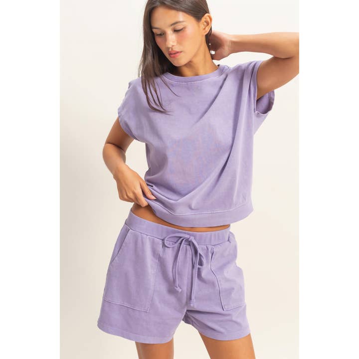 Sleeveless Crew Neck Top and Shorts Set for wholesale by Double Zero