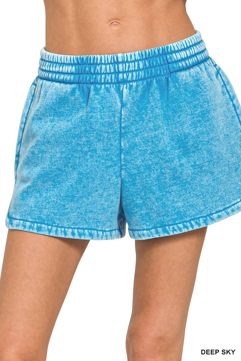 42POPS – Großhandel Shorts – Damen – 42POPS Fleece Shorts mit Acid Wash und einfarbigem Design31