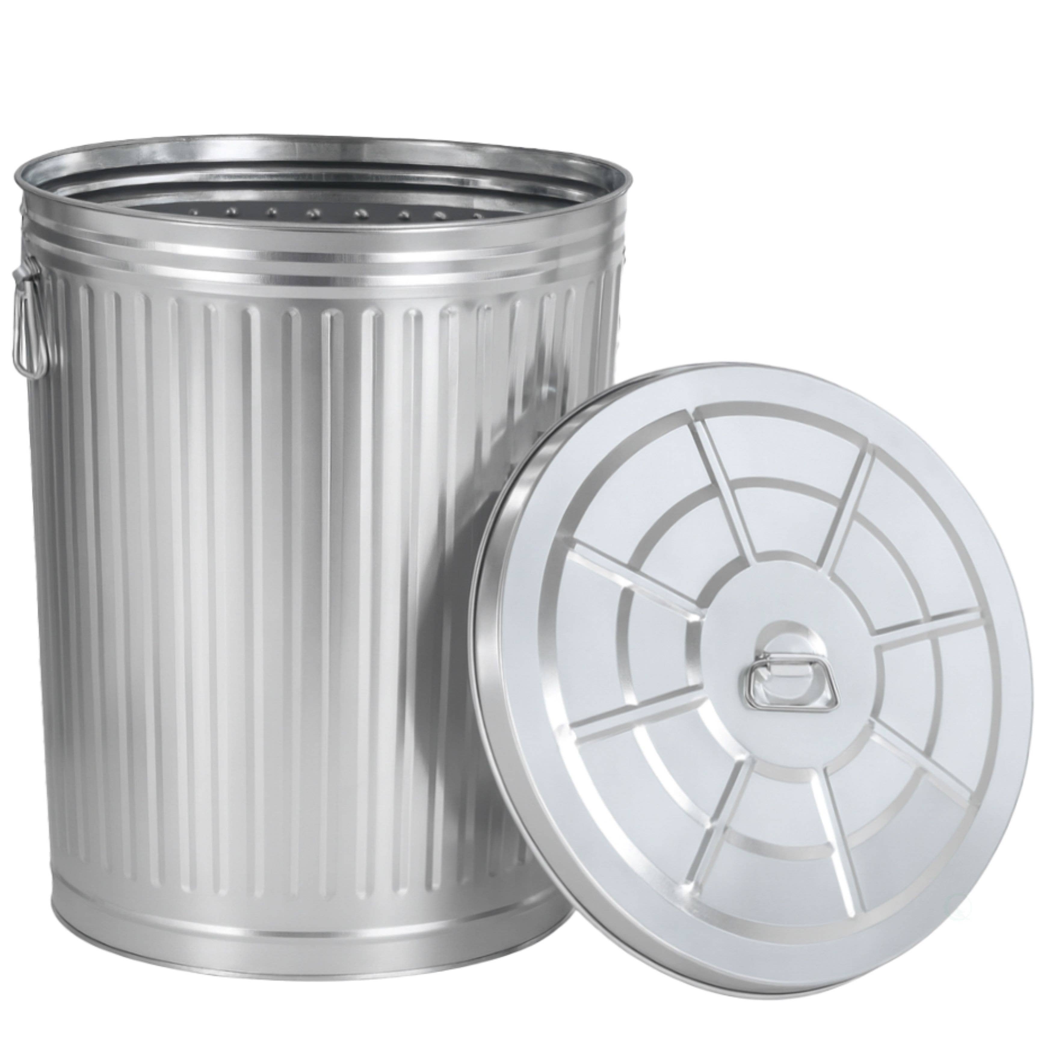 Quickway Imports - Wholesale Trashcan/Trash Bin - Gardenised Round Galvanized Steel, Trash Can with Lid0