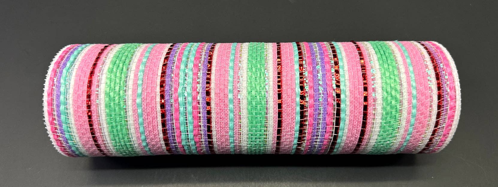 Trendy tree - Wholesale Ribbon - Gift Wrapping - 10"X10Y Pink-Mint-Red/Aqua Metallic Striation Mesh XB240910-44