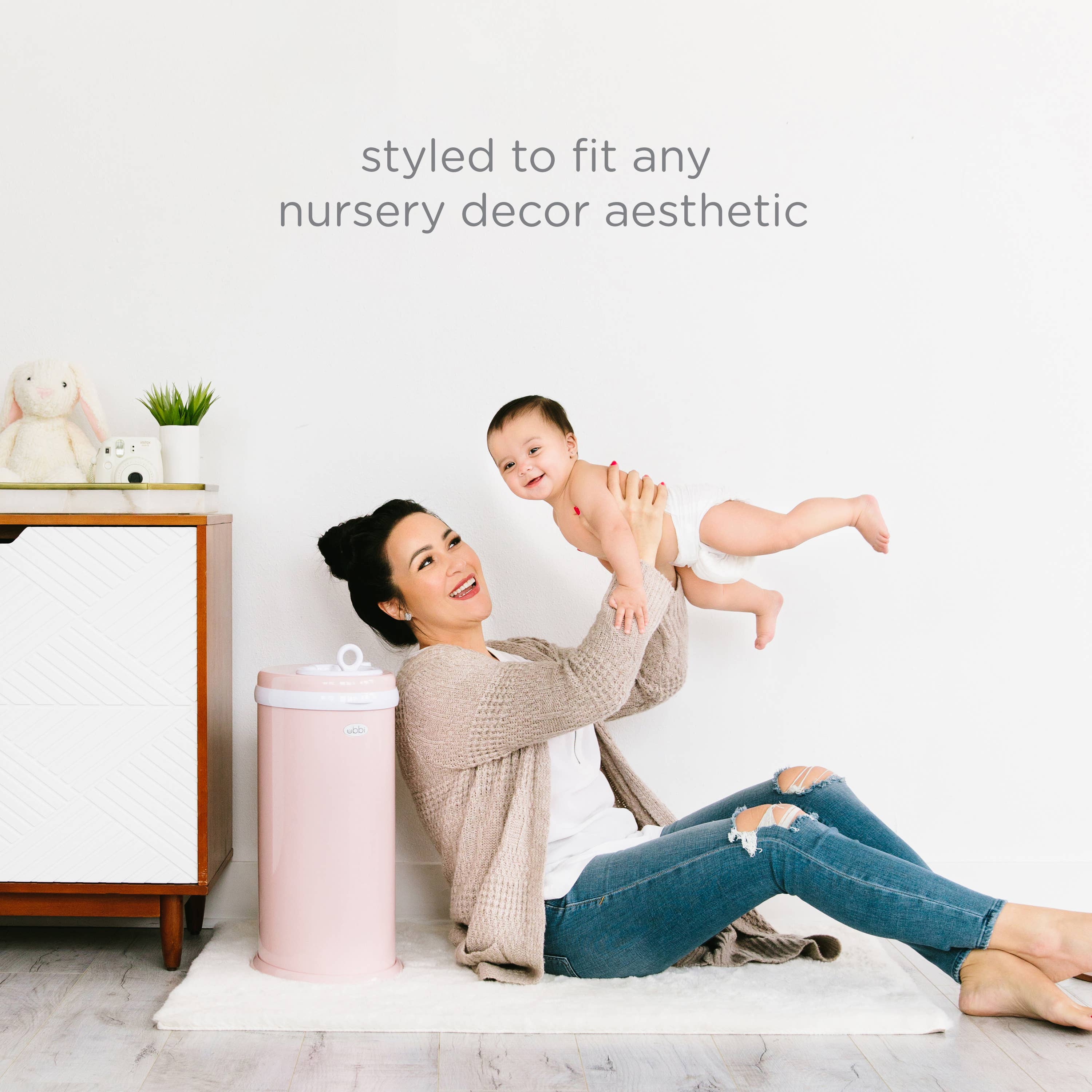 Ubbi - Vente Rangement pour couches – bébé - Seau à couches rose blush6