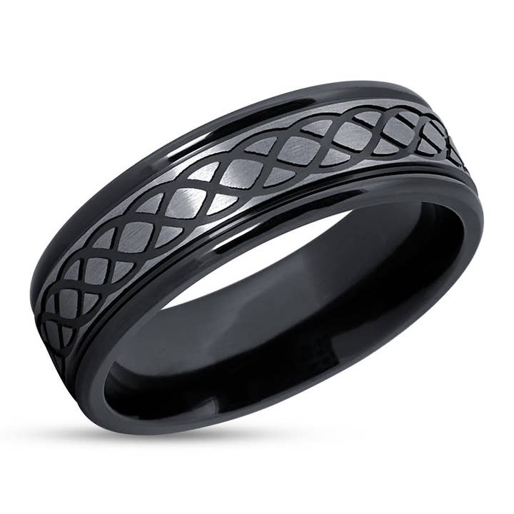 Zirconium Wedding Ring - Black Wedding Ring - Infinity Ring - Black Wedding Band - Ring for wholesale by Lucky Love Rings