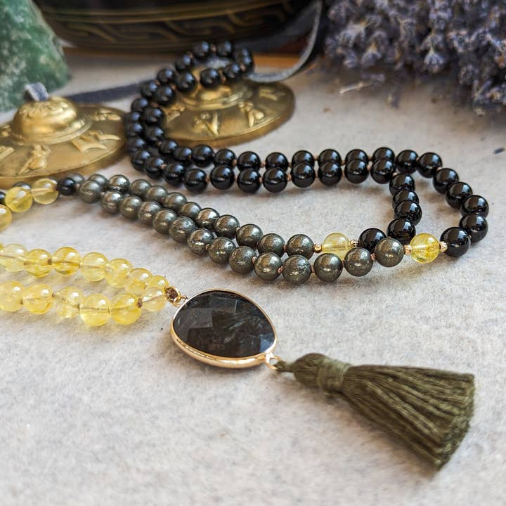 Samadhi Mala Beads - Venta al por mayor Collar de cuentas de oración - Abundancia y protección financieras 108 Japón