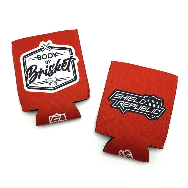 Shield Republic – wholesale Drink huggers & koozies – Body by Brisket Koozie0