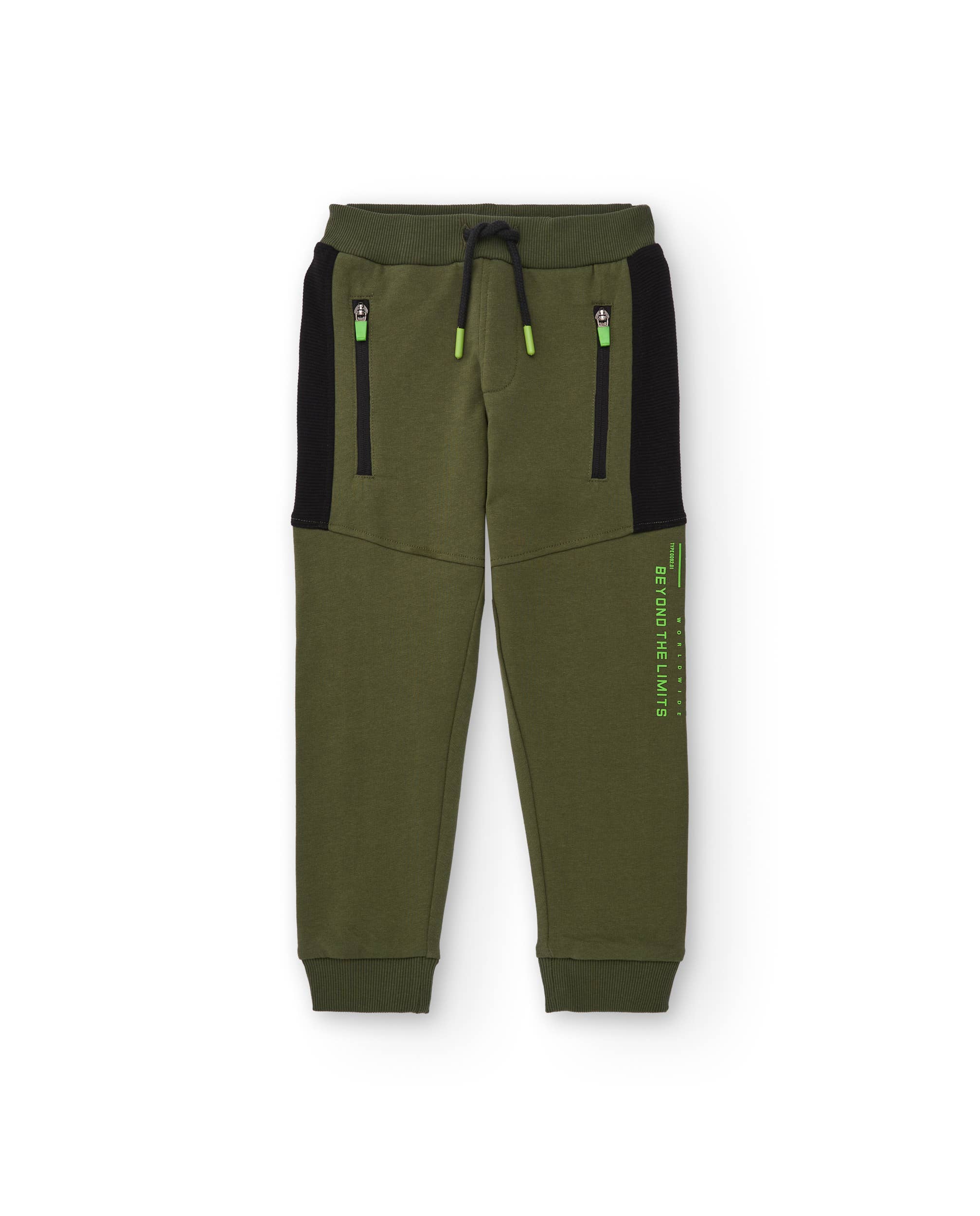 tuc tuc – wholesale Trousers – Kids – Children's jogger pants in green with black details and text