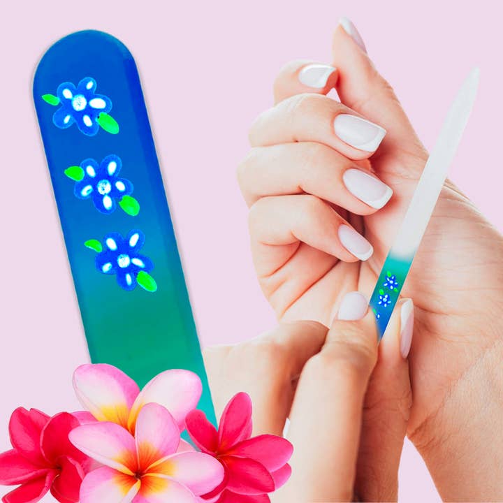 Classy Nail Files - Wholesale Nail file - Moon Flower Blue Lunar Hand Painted Color Crystal Nail File6