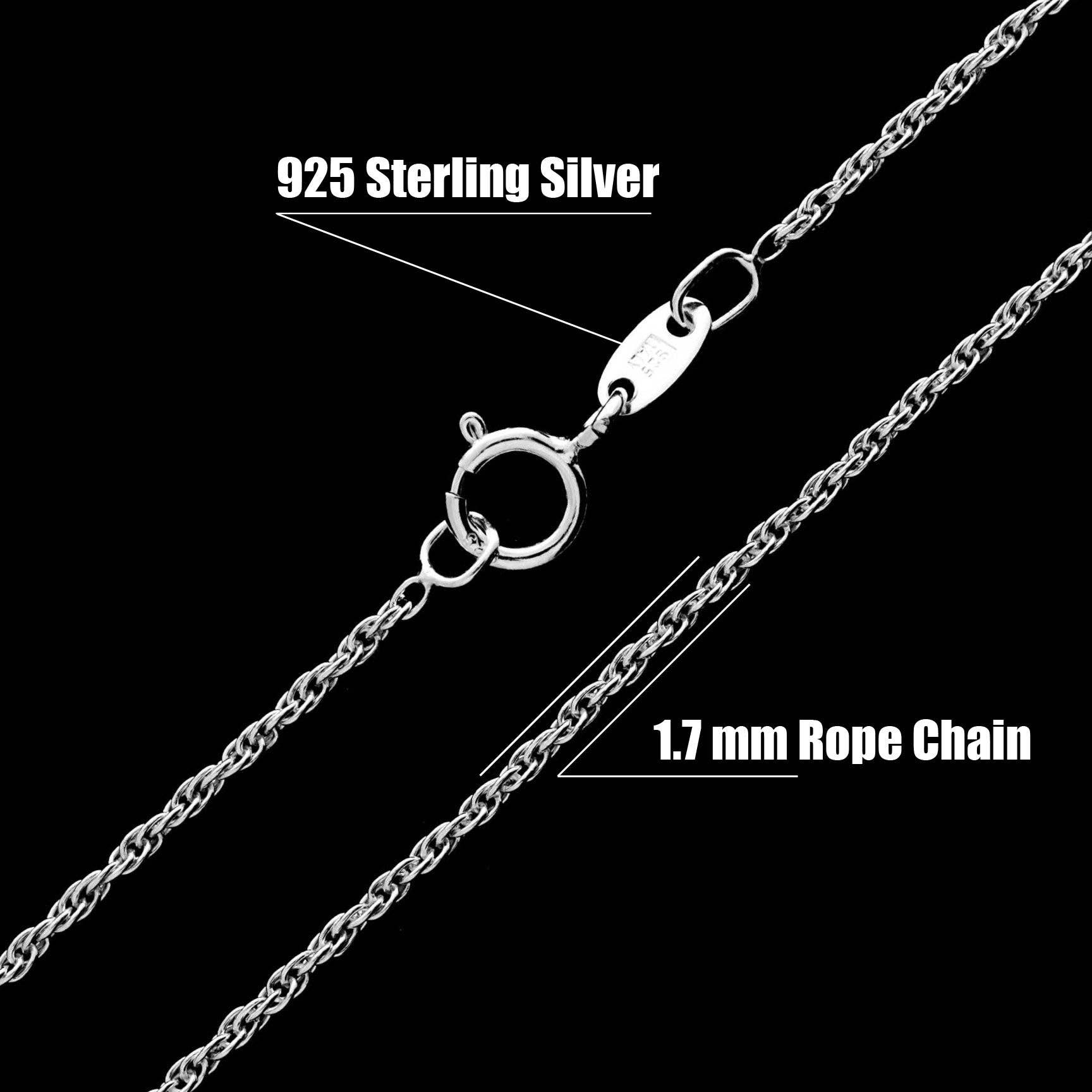 SilverAmber Jewellery - Vendita all'ingrosso Collane a catena e maglie - Made in Italy - Catena a corda in argento sterling 925 da 1,7 MM con rivestimento anti-ossidazione - GCH0135