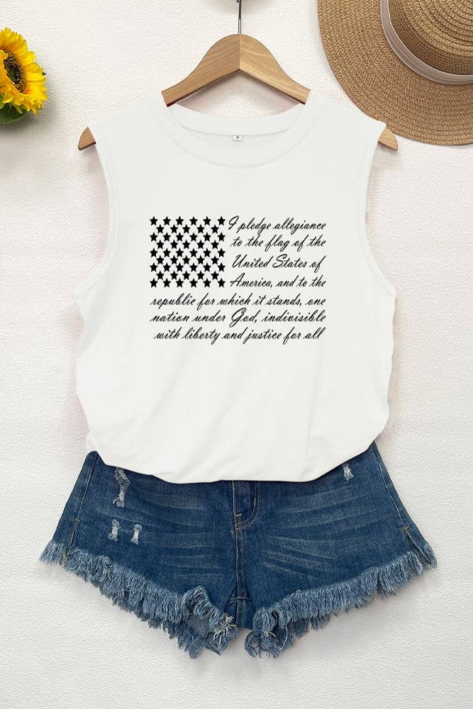 UNISHE - Wholesale Tanktop - Dames - Tanktop met print van de lente en zomer met Amerikaanse vlag STC125D304