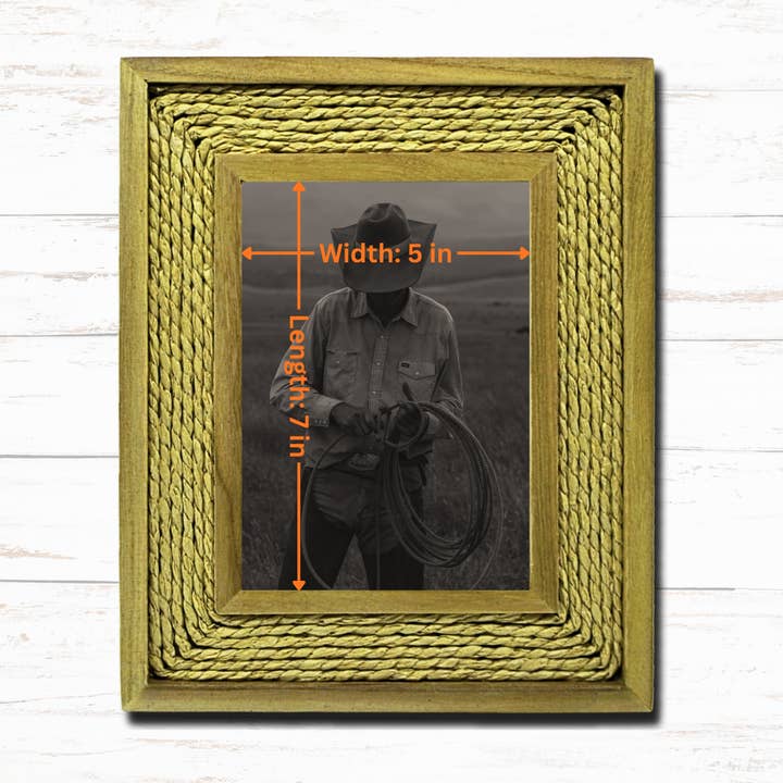 Takoro - Wholesale Picture Frame - Mango Wood Corn Husk Frame - Rustic Boho Farmhouse - 5x72